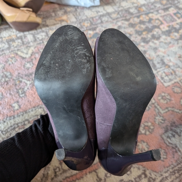 Jessica Purple Suede Peep-Toe Heels - Picture 3 of 6